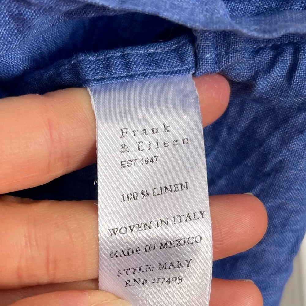 Frank & Eileen Linen Mary Button Down Long Sleeve Shirtdress Indigo Blue Small - Picture 10 of 13